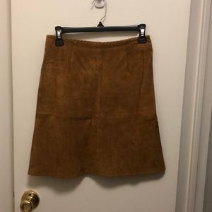 Zara Brown Suede Midi Skirt